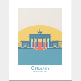 Vintage minimalistic Sleek Brandenburg Gate Berlin Germany Illustration Posters and Art